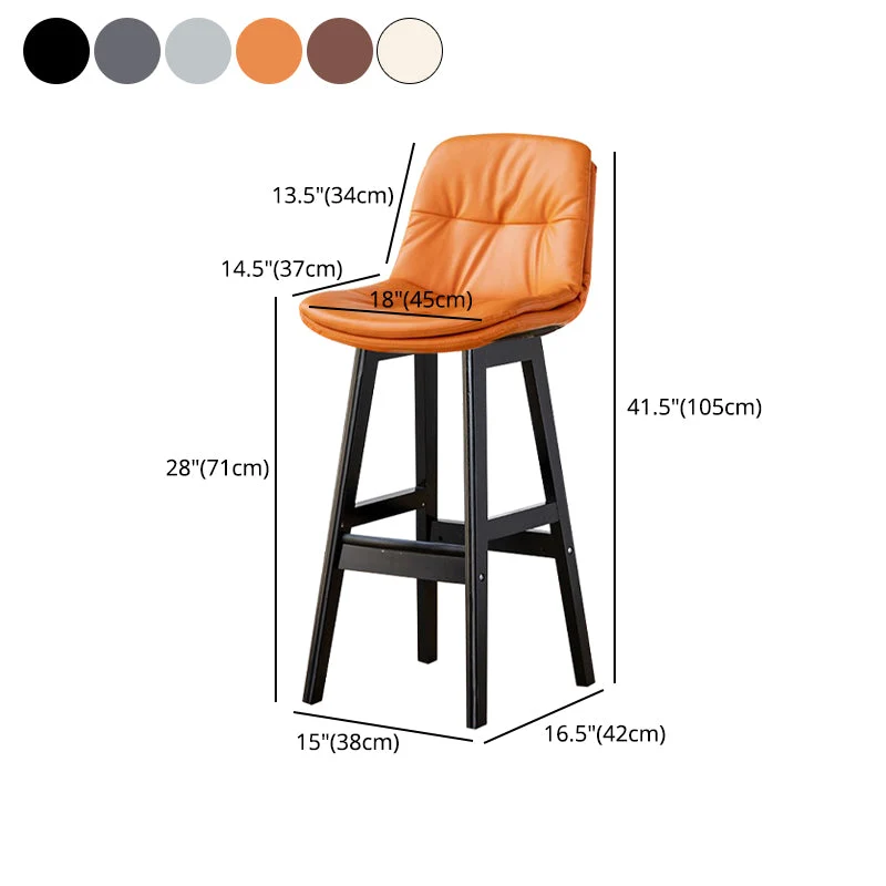 Sgabello da bar con schienale basso per cucina moderna legno, sala da pranzo, sgabello senza braccioli Clearhalo