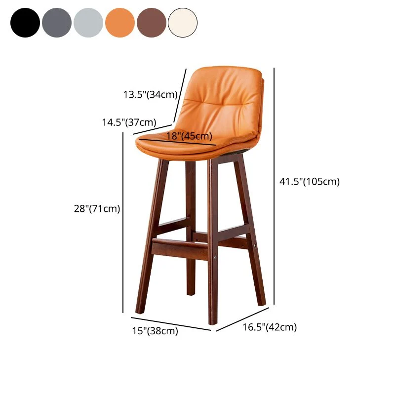 Sgabello da bar con schienale basso per cucina moderna legno, sala da pranzo, sgabello senza braccioli Clearhalo