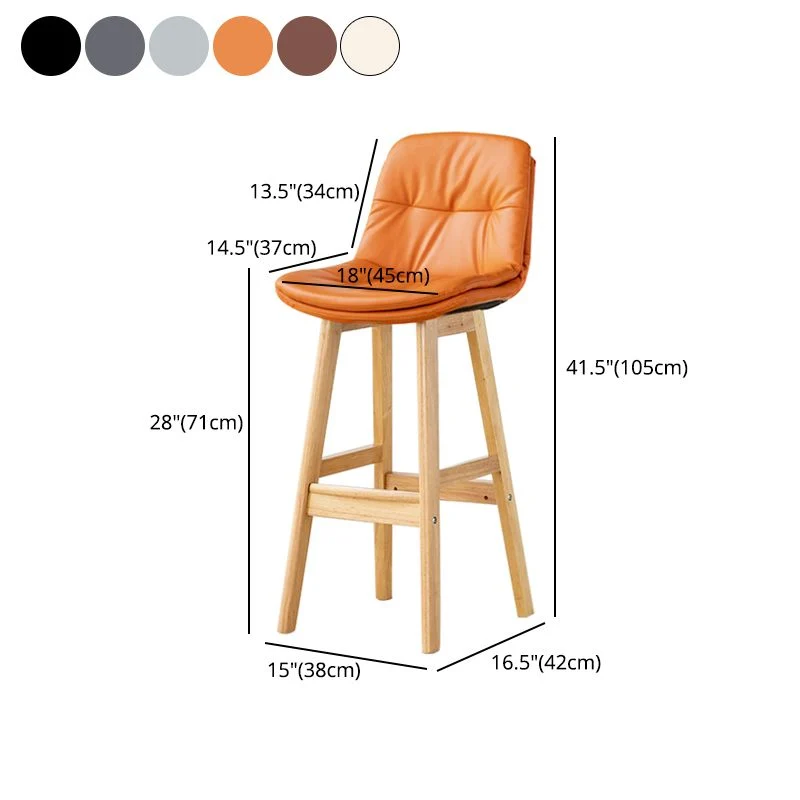 Sgabello da bar con schienale basso per cucina moderna legno, sala da pranzo, sgabello senza braccioli Clearhalo