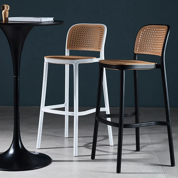 Sgabello da bar con schienale basso, sgabello da bar senza braccioli per interni moderno e contemporaneo plastica Clearhalo