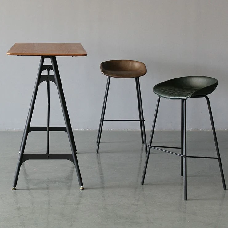 Sgabello da bar con schienale basso, sgabello senza braccioli per sala da pranzo industriale metallo Clearhalo