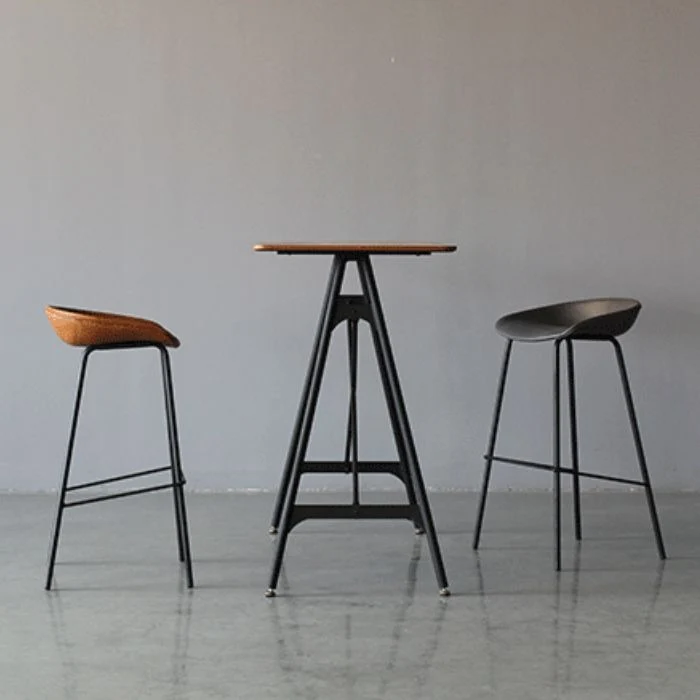 Sgabello da bar con schienale basso, sgabello senza braccioli per sala da pranzo industriale metallo Clearhalo