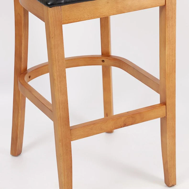 Sgabello da bar con schienale basso stile moderno Sgabello da bar da bancone pelle PU con gambe legno Clearhalo