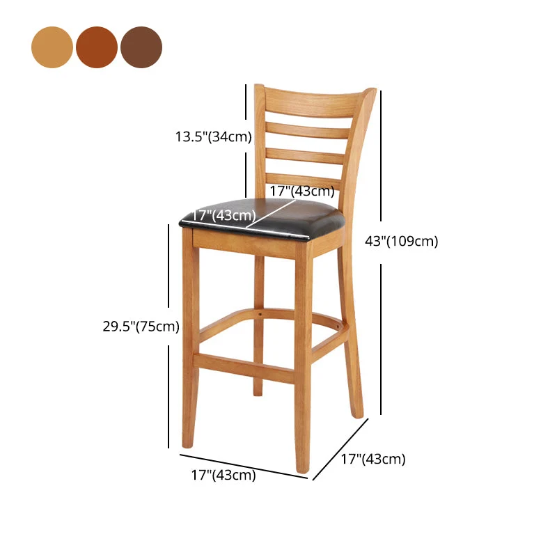 Sgabello da bar con schienale basso stile moderno Sgabello da bar da bancone pelle PU con gambe legno Clearhalo