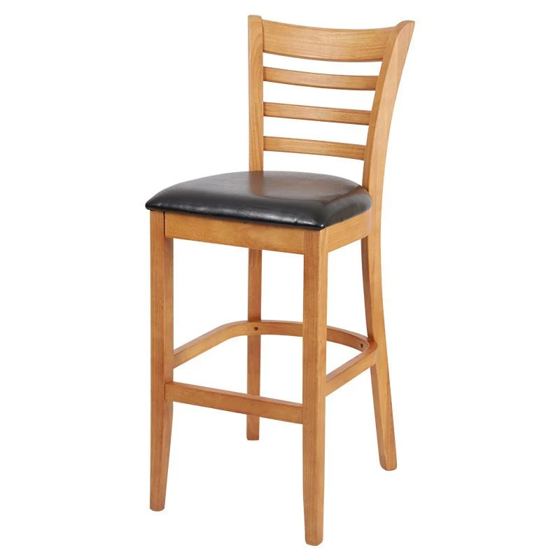Sgabello da bar con schienale basso stile moderno Sgabello da bar da bancone pelle PU con gambe legno Clearhalo