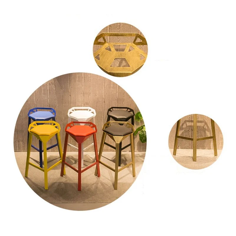 Sgabello da bar con schienale nordico senza braccioli, ferro, con cuscino pelle Clearhalo