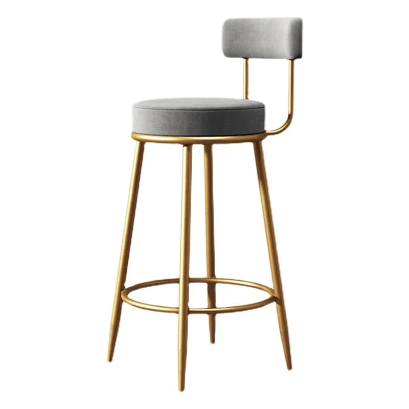 Sgabello da bar con schienale nordico senza braccioli, ferro, con cuscino velluto Clearhalo