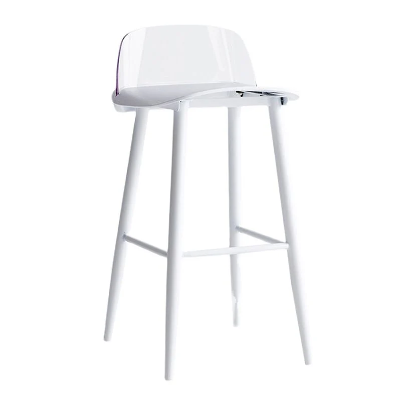 Sgabello da bar con schienale nordico senza braccioli, ferro, con sedile acrilico Clearhalo