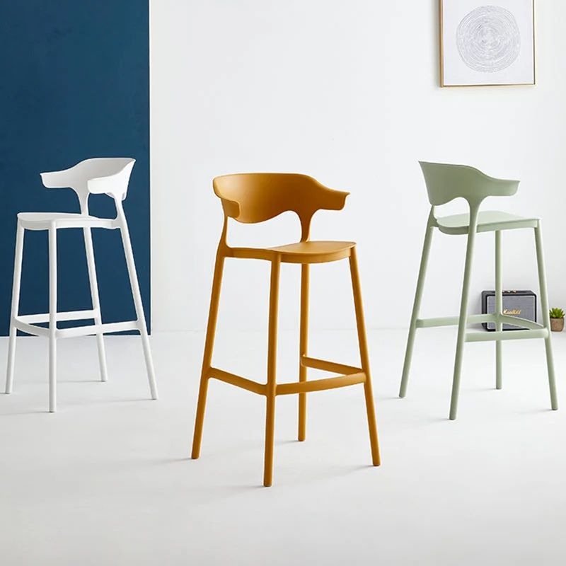 Sgabello da bar con sedili plastica stile nordico, schienale 4 gambe, sgabello da bar colorato (set di 2) Clearhalo