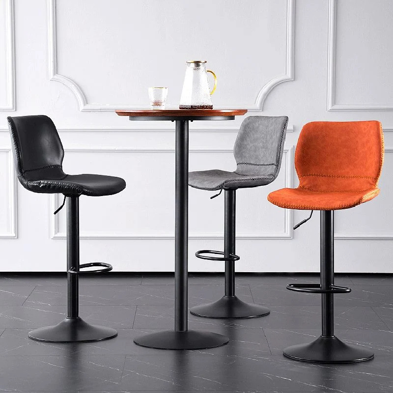 Sgabello da bar girevole con sedile pelle Sgabello da bar con piedistallo nero stile nordico per sala da pranzo Clearhalo