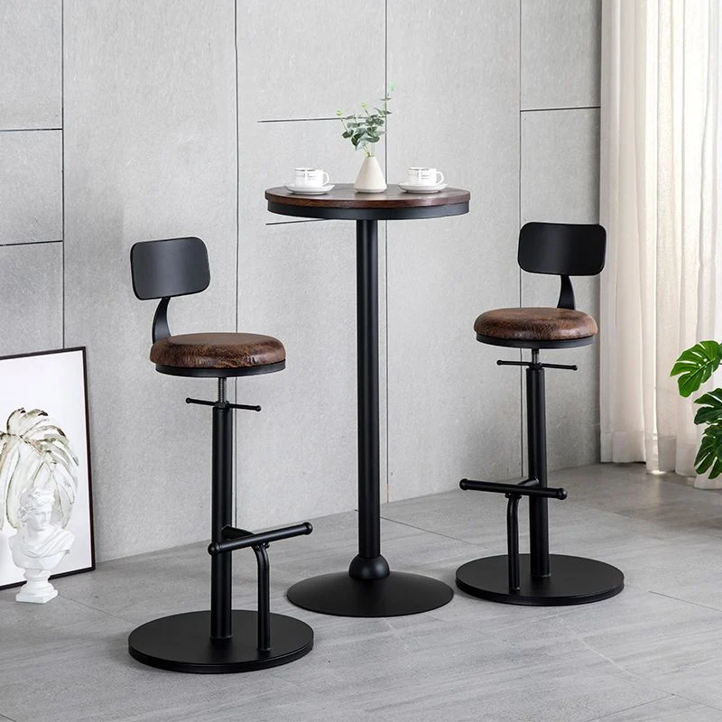 Sgabello da bar girevole industriale regolabile altezza Sgabello da casa con poggiapiedi nero Clearhalo