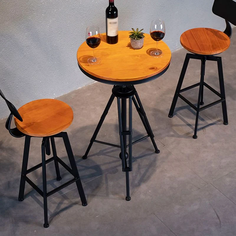 Sgabello da bar girevole legno massello Sgabello da bar industriale ad altezza regolabile per caffetteria Clearhalo