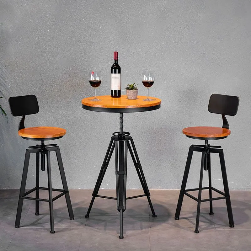 Sgabello da bar girevole legno massello Sgabello da bar industriale ad altezza regolabile per caffetteria Clearhalo