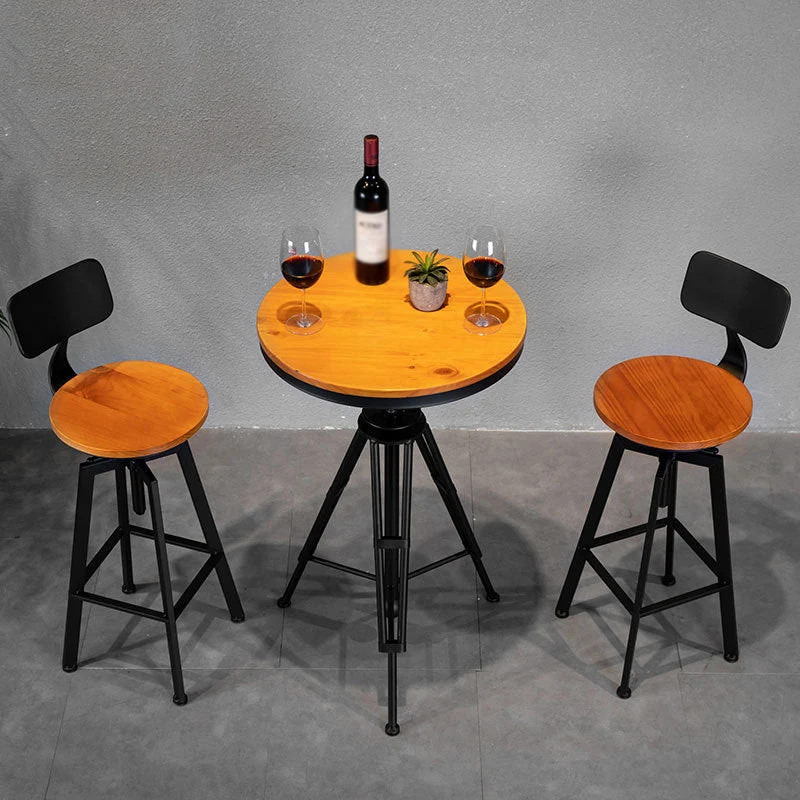 Sgabello da bar girevole legno massello Sgabello da bar industriale ad altezza regolabile per caffetteria Clearhalo