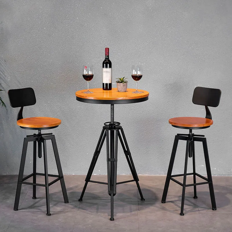 Sgabello da bar girevole legno massello Sgabello da bar industriale ad altezza regolabile per caffetteria Clearhalo