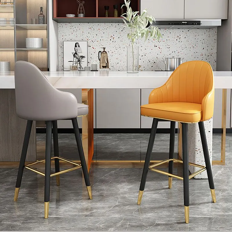Sgabello da bar girevole scandinavo con schienale completo Sgabello da ristorante pelle Clearhalo