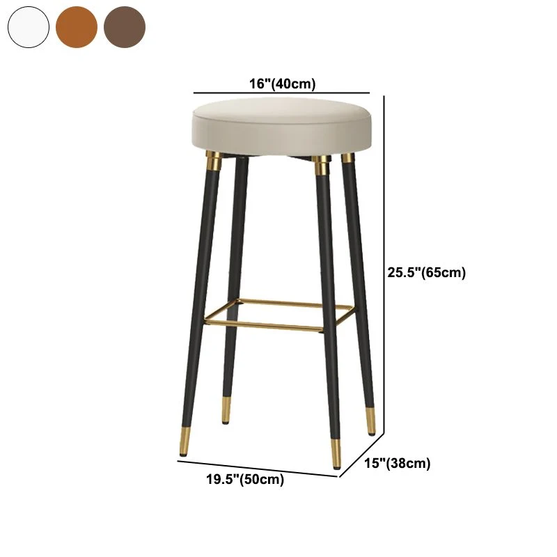 Sgabello da bar Glam ferro nero Sgabello alto per interni semplice senza schienale con seduta pelle Clearhalo