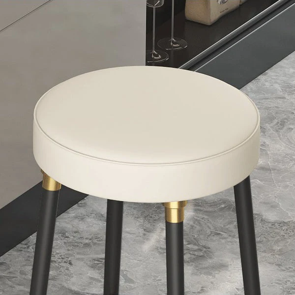 Sgabello da bar Glam ferro nero Sgabello alto per interni semplice senza schienale con seduta pelle Clearhalo