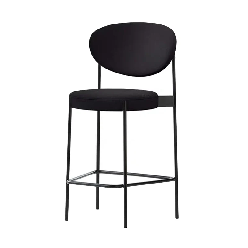 Sgabello da bar imbottito con schienale basso Sgabello da bar industriale senza braccioli con gambe metallo Clearhalo