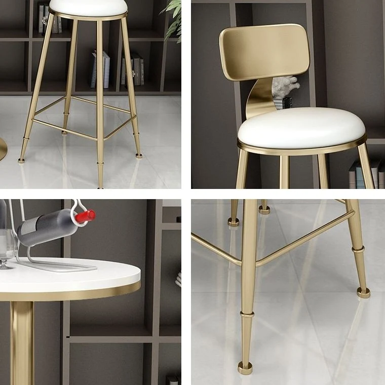 Sgabello da bar imbottito pelle stile nordico Sgabello da bar con base dorata per soggiorno Clearhalo