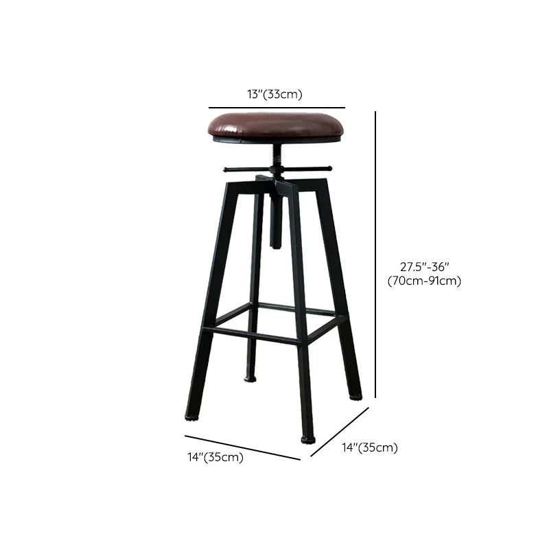 Sgabello da bar industriale ad altezza regolabile Sgabello con struttura ferro nero Clearhalo