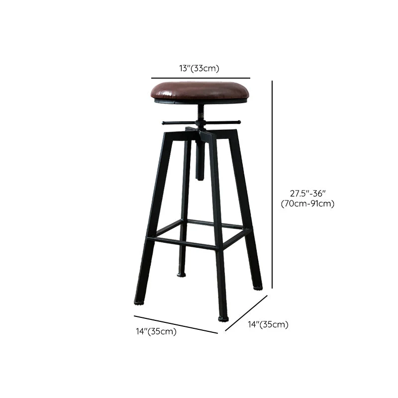 Sgabello da bar industriale ad altezza regolabile Sgabello con struttura ferro nero Clearhalo