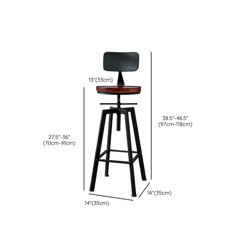 Sgabello da bar industriale ad altezza regolabile Sgabello con struttura ferro nero Clearhalo