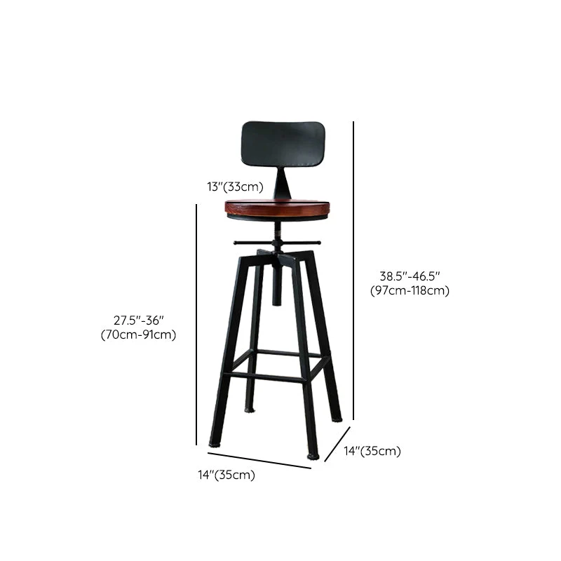 Sgabello da bar industriale ad altezza regolabile Sgabello con struttura ferro nero Clearhalo