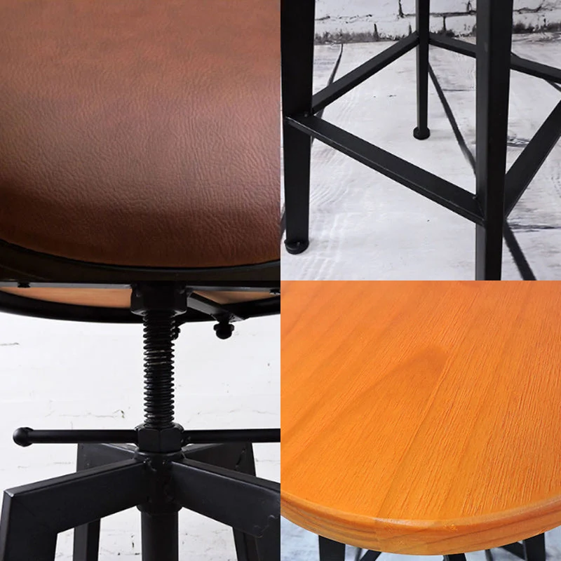 Sgabello da bar industriale ad altezza regolabile Sgabello con struttura ferro nero Clearhalo