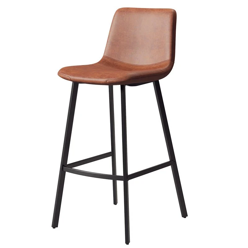 Sgabello da bar industriale con poggiapiedi, sgabello da bancone ecopelle senza braccioli Clearhalo
