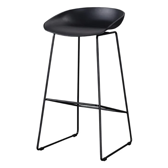 Sgabello da bar industriale con schienale basso Sgabelli da bar metallo neri per uso domestico Clearhalo