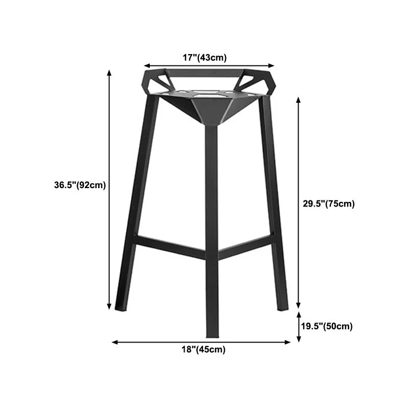 Sgabello da bar industriale con schienale basso Sgabello da bancone metallo nero Clearhalo