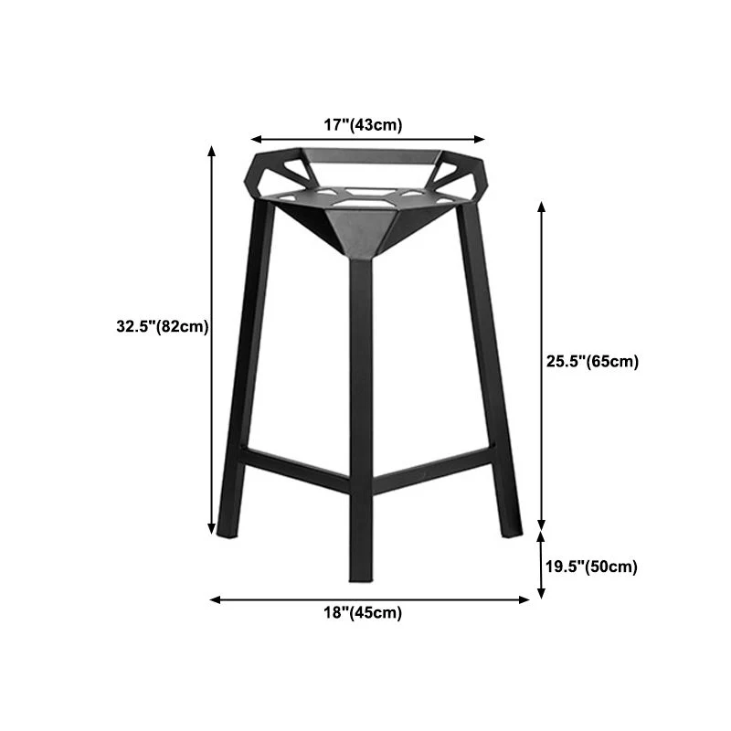 Sgabello da bar industriale con schienale basso Sgabello da bancone metallo nero Clearhalo
