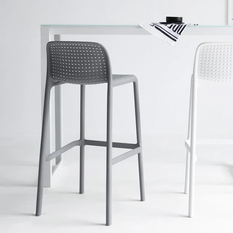 Sgabello da bar industriale con schienale basso plastica Sgabello da bar impilabile senza braccioli Clearhalo