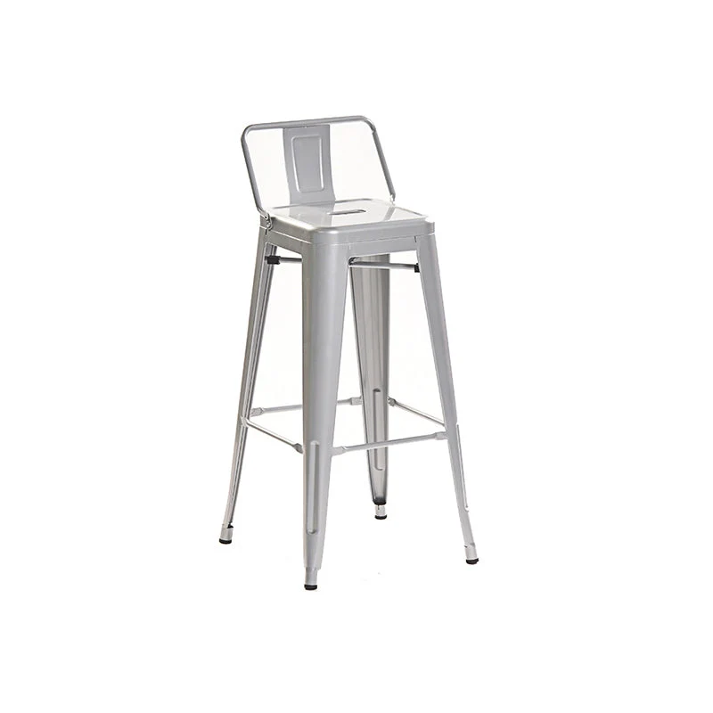 Sgabello da bar industriale ferro con schienale basso 29,5" H Sgabello alto per interni con seduta quadrata Clearhalo
