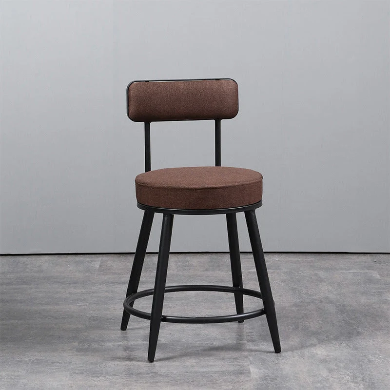 Sgabello da bar industriale metallo, cuscino ecopelle, con schienale basso, con gambe per la casa Clearhalo