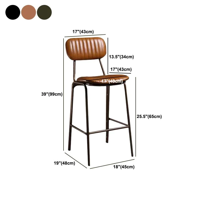 Sgabello da bar industriale metallo, poggiapiedi ecopelle, con schienale basso, con 4 gambe Clearhalo