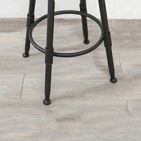 Sgabello da bar industriale metallo, poggiapiedi legno, con schienale basso, regolabile, con girevole Clearhalo