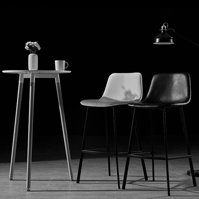Sgabello da bar industriale metallo Sgabello con schienale basso pelle con cuscino Clearhalo