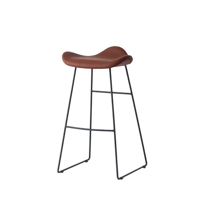 Sgabello da bar industriale pelle PU Sgabello con schienale basso con base metallo Clearhalo