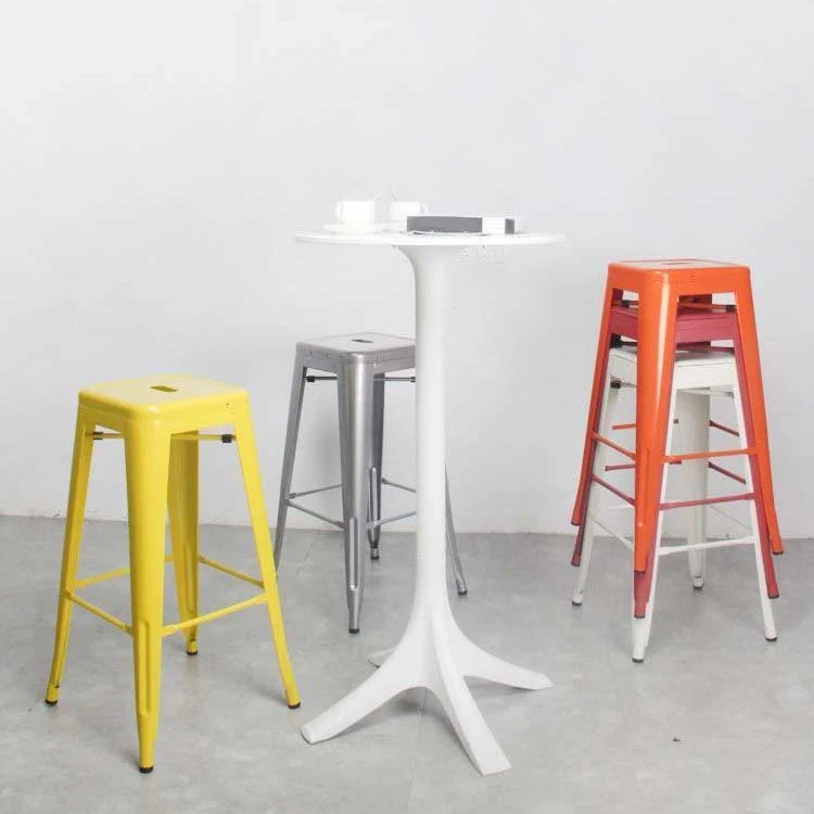 Sgabello da bar industriale quadrato senza schienale Sgabello da interno metallo per Bristol Clearhalo