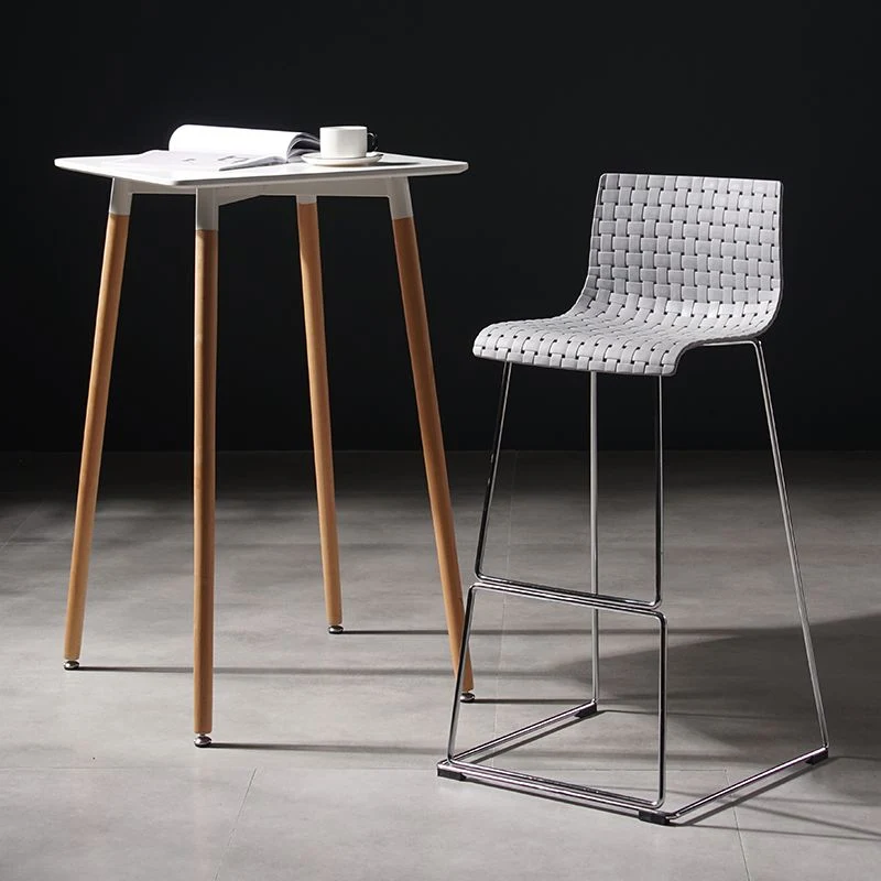 Sgabello da bar industriale Sgabello da bar da bancone plastica per bar da cucina con gambe metallo Clearhalo