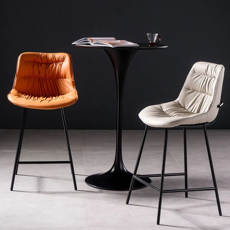 Sgabello da bar industriale Sgabello da bar da bancone pelle PU con gambe metallo Clearhalo