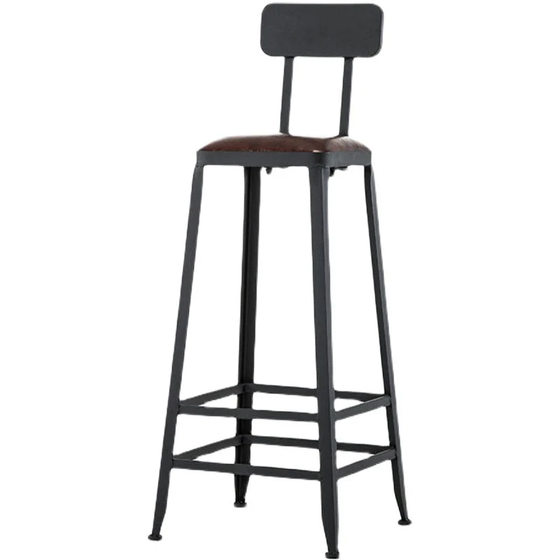 Sgabello da bar industriale Sgabello da bar da bancone legno con gambe metallo per la casa Clearhalo