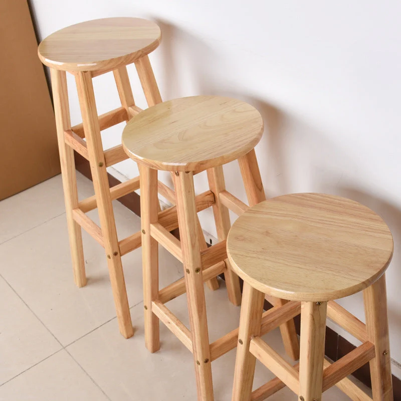 Sgabello da bar legno massello dal design minimalista, sedia da bancone senza schienale con base legno Clearhalo