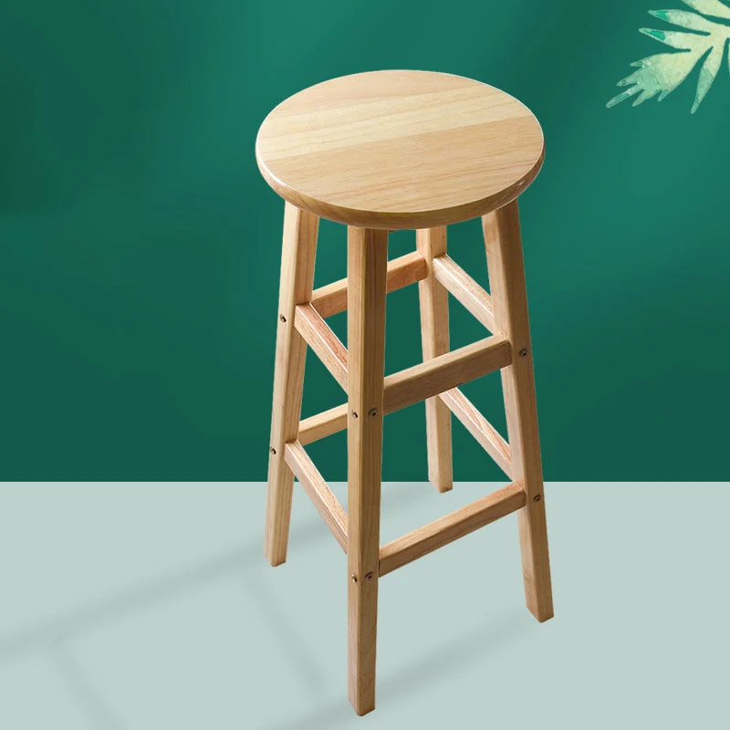Sgabello da bar legno massello dal design minimalista, sedia da bancone senza schienale con base legno Clearhalo