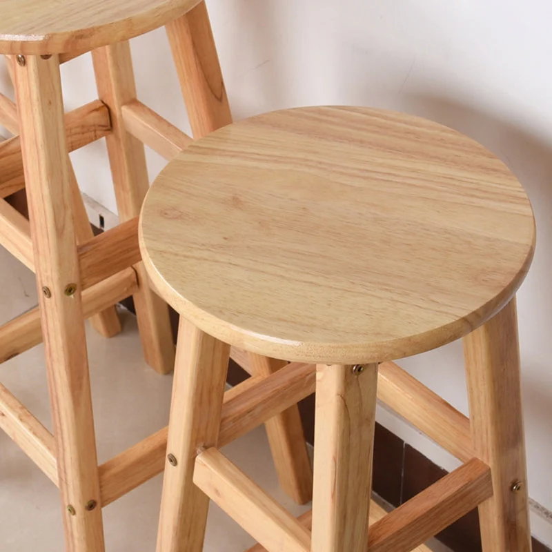 Sgabello da bar legno massello dal design minimalista, sedia da bancone senza schienale con base legno Clearhalo
