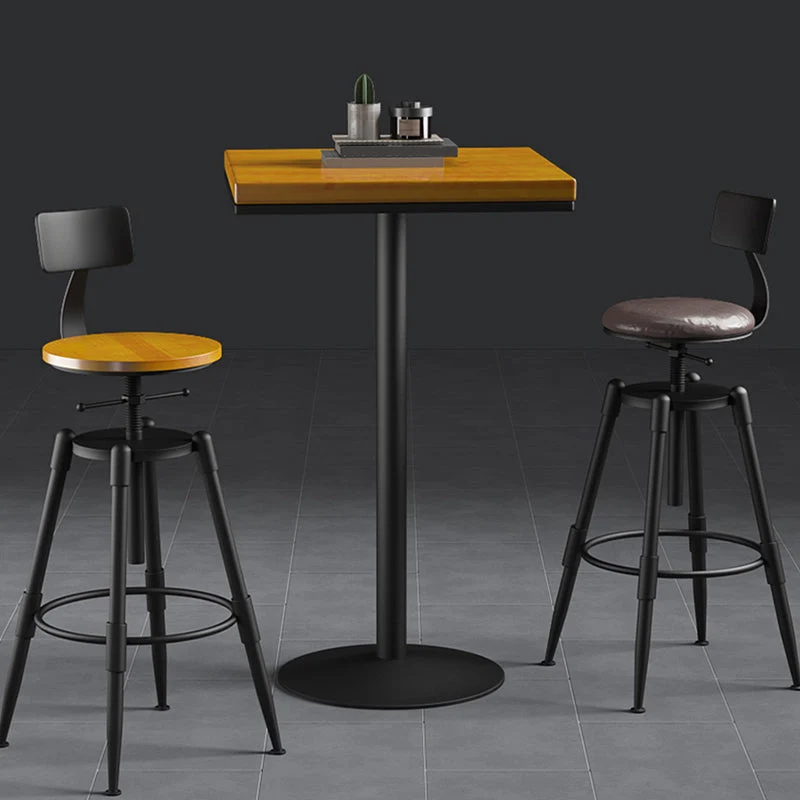 Sgabello da bar metallo regolabile altezza. Seduta rotonda contemporanea nero Clearhalo