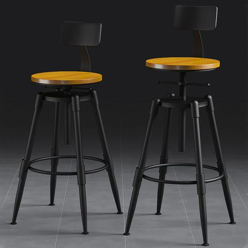 Sgabello da bar metallo regolabile altezza. Seduta rotonda contemporanea nero Clearhalo