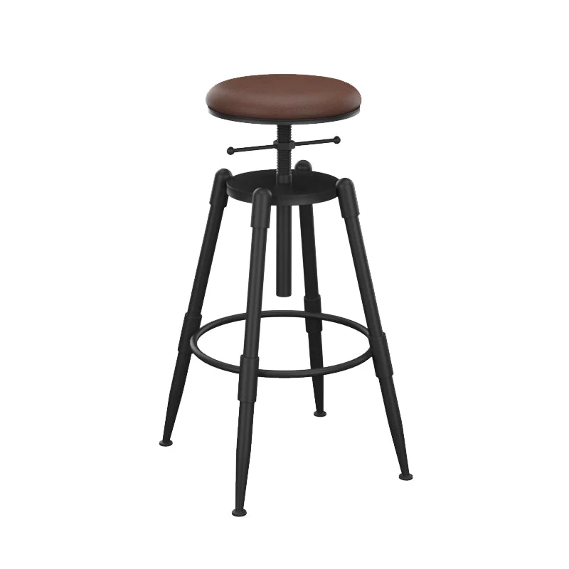 Sgabello da bar metallo regolabile altezza. Seduta rotonda contemporanea nero Clearhalo